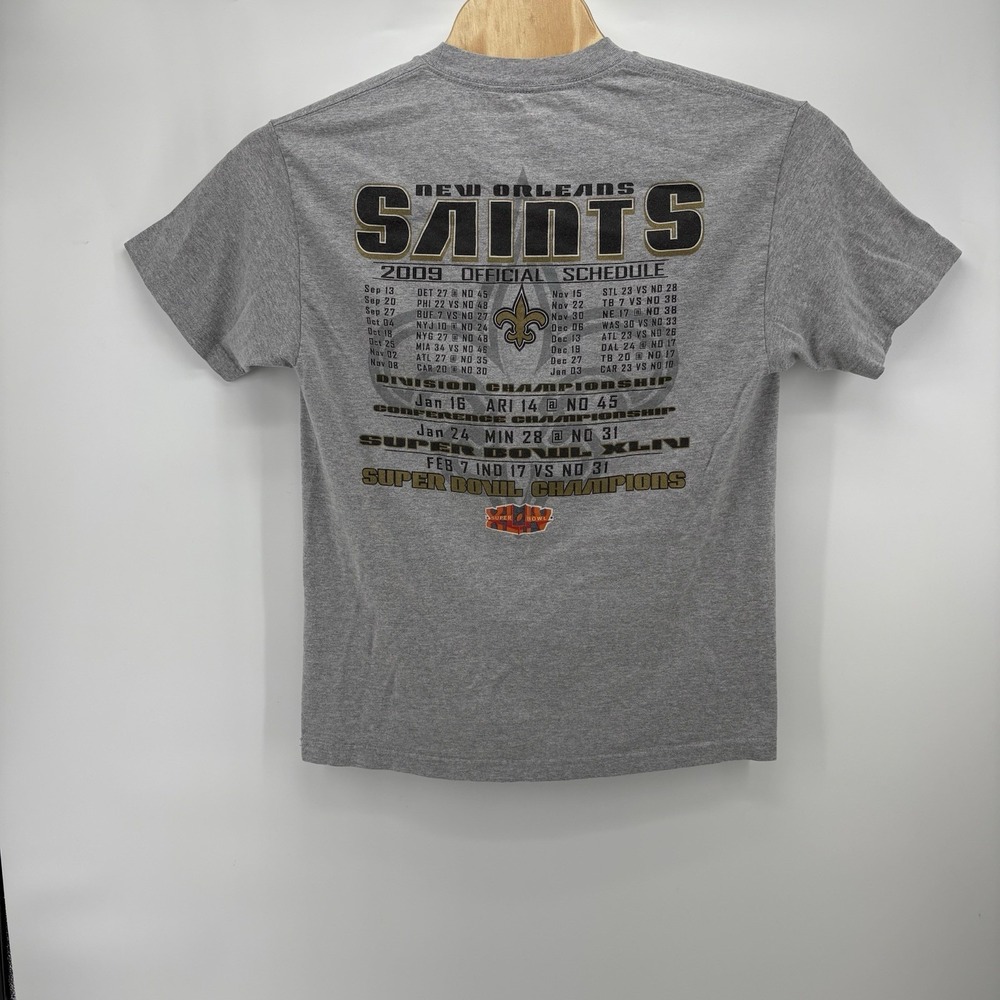 New Orleans Saints Super Bowl XLIV Champions Shirt Size Large 2 Sided - Picture 3 of 6